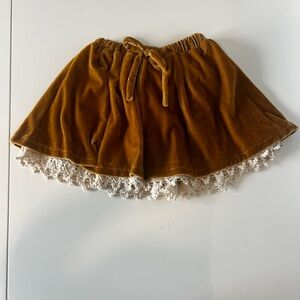 Velvet cooper Kids Skirt with Lace Trim